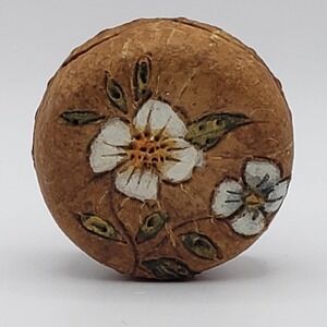 Dogwood Blossom Flowered Trinket Round Small Box Made in Argentina
